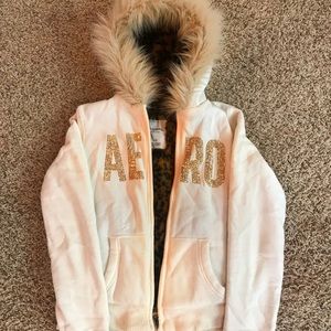 Fur lined Aeropostale Hoodie Sweatshirt Large